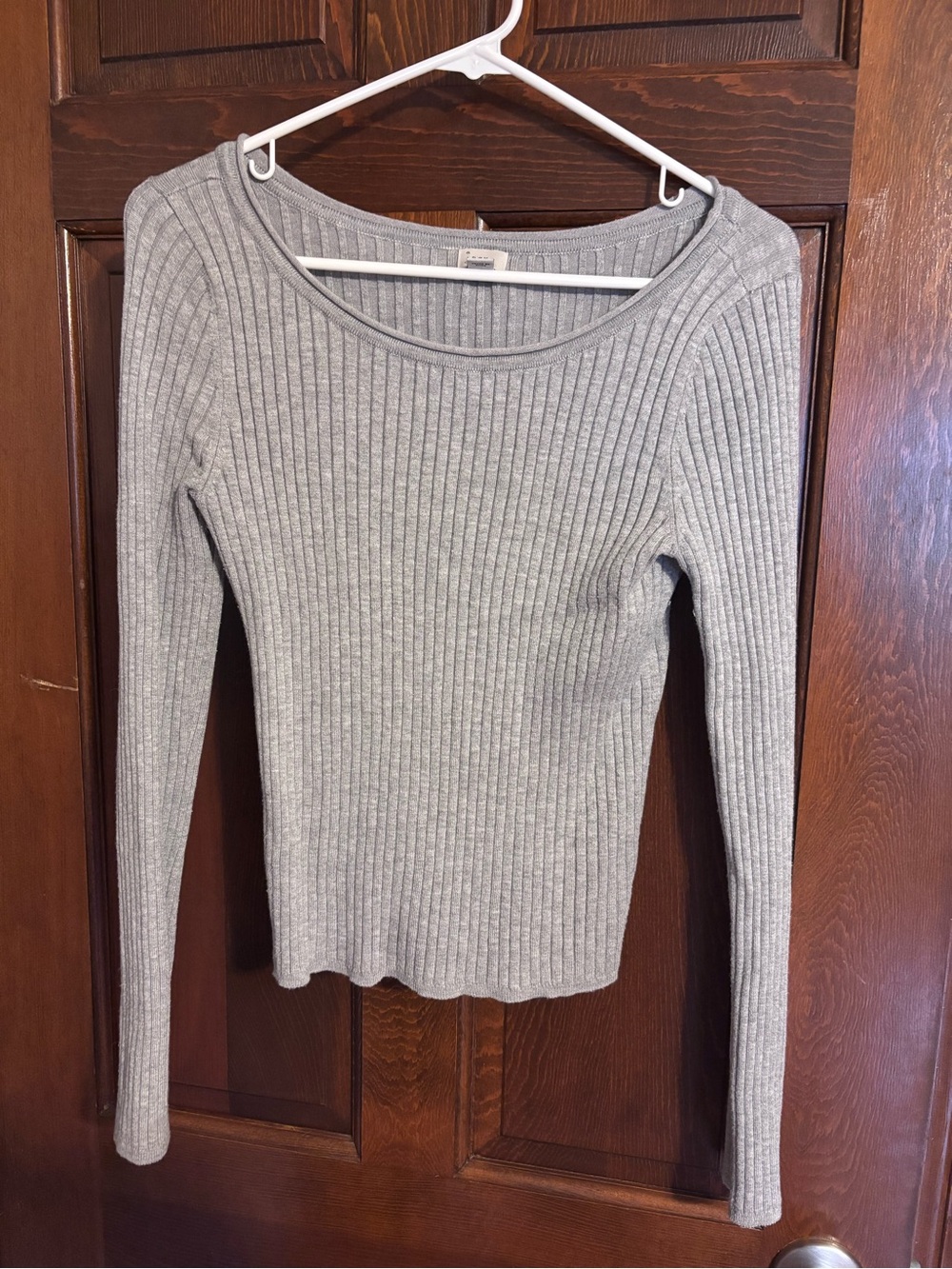 a new day Heather Gray Ribbed Scoop Neck Top